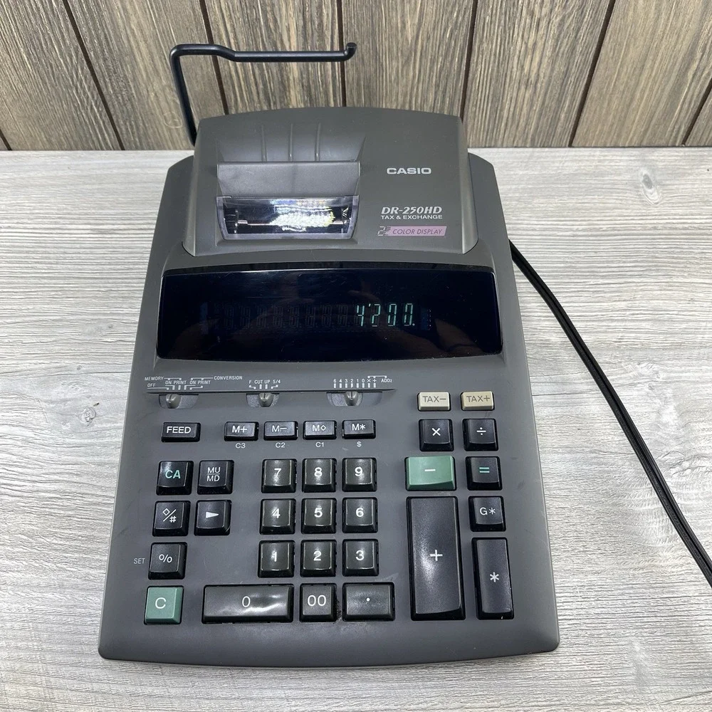 Casio DR-250HD Electronic 2 Color Printing Calculator Tax & Exchange
